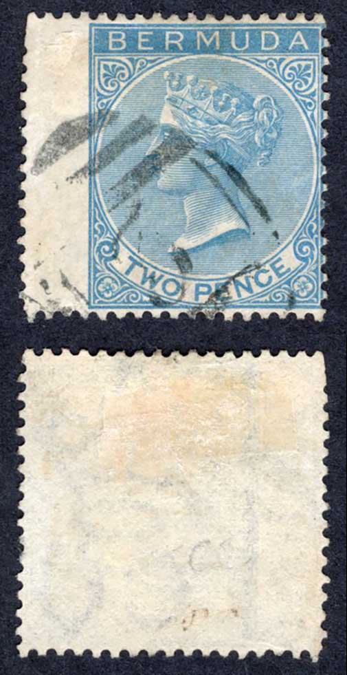 Bermuda SG3 2d Dull Blue Wmk CC Perf 14 Cat 45 pounds