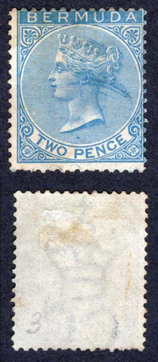Bermuda SG4 2d Bright Blue Wmk CC Perf 14 Cat 22 pounds