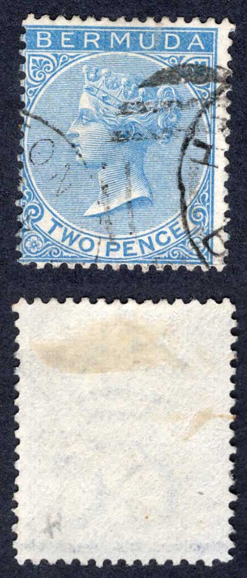 Bermuda SG4 2d Bright Blue Wmk CC Perf 14 Cat 22 pounds