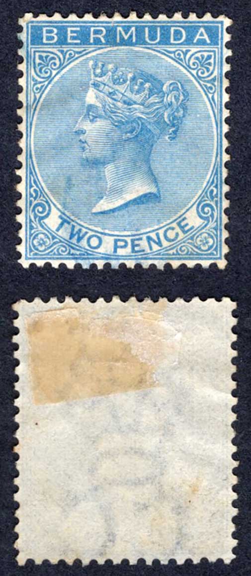 Bermuda SG4 2d Bright Blue Wmk CC Perf 14 Cat 22 pounds