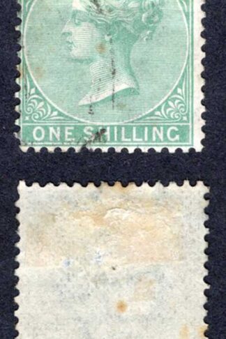 Bermuda SG8 1/- Green Wmk CC Perf 14 (tone spot) Cat 70 pounds