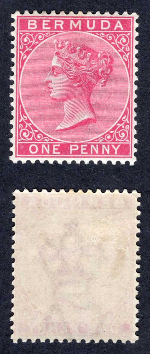 Bermuda SG24a 1d Aniline Carmine Wmk CA M/M Cat 22 pounds