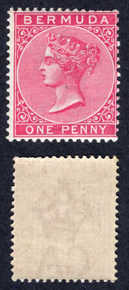 Bermuda SG24a 1d Aniline Carmine Wmk CA M/M Cat 22 pounds