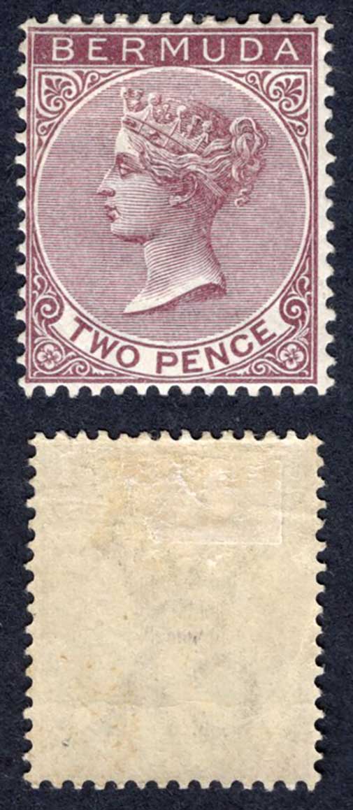 Bermuda SG26a 2d Brown Purple Wmk CA M/M Cat 8 pounds