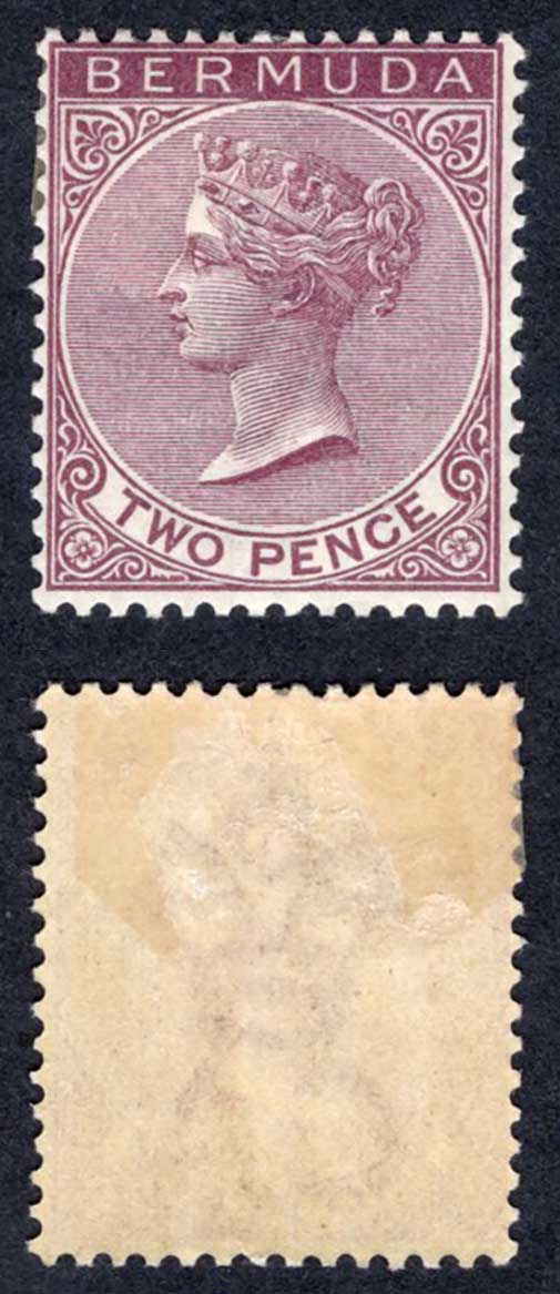Bermuda SG26a 2d Brown Purple Wmk CA M/M Cat 8 pounds