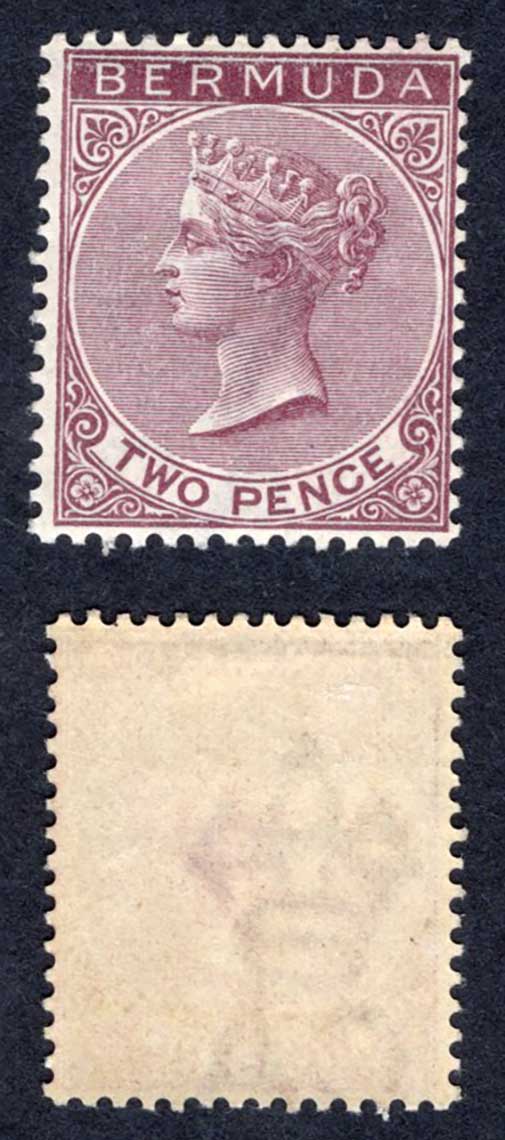 Bermuda SG26a 2d Brown Purple Wmk CA M/M Cat 8 pounds