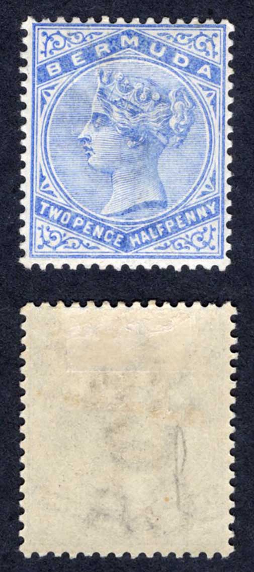 Bermuda SG27 2 1/2d Deep Ultramarine Wmk CA M/M Cat 42 pounds