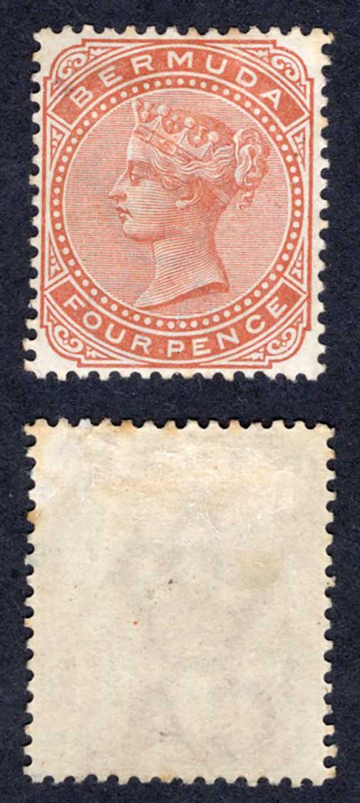 Bermuda SG28a 4d Orange-brown Wmk CA M/M Cat 35 pounds
