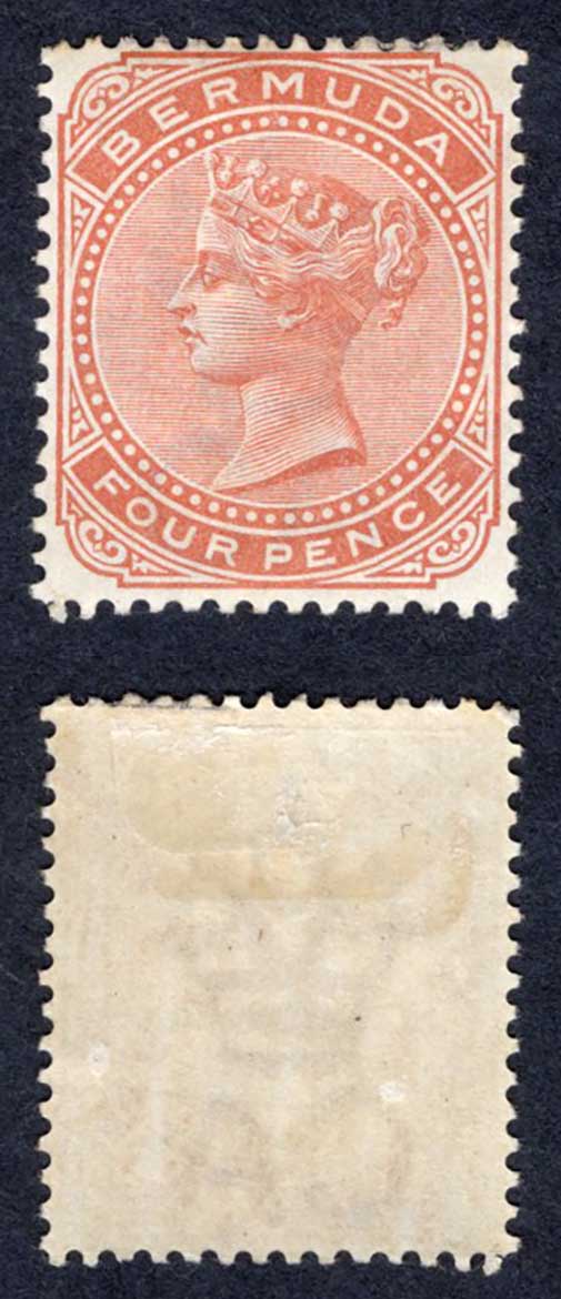 Bermuda SG28a 4d Orange-brown Wmk CA M/M Cat 35 pounds