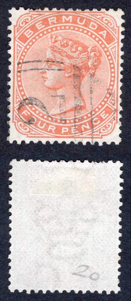 Bermuda SG28a 4d Orange-brown Wmk CA Cat 60 pounds