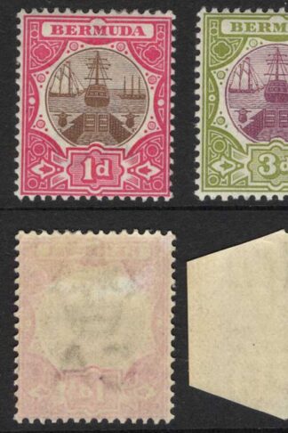 Bermuda SG30 1/4d on 1/- Dull Grey CDS Block Cat 12++ pounds