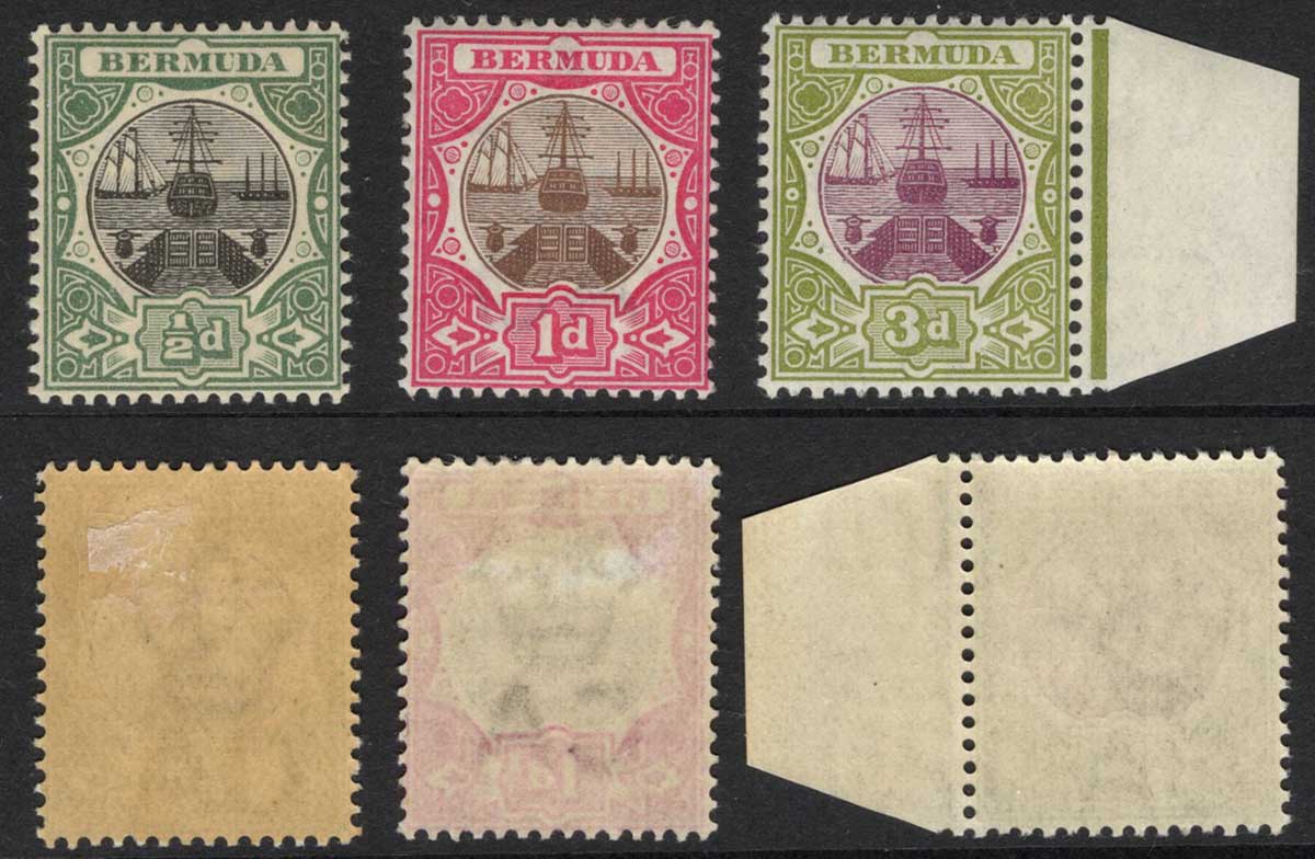 Bermuda SG30 1/4d on 1/- Dull Grey CDS Block Cat 12++ pounds