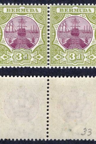 Bermuda SG33 3d Wmk CA Pair (1 x U/M) Cat 12 pounds