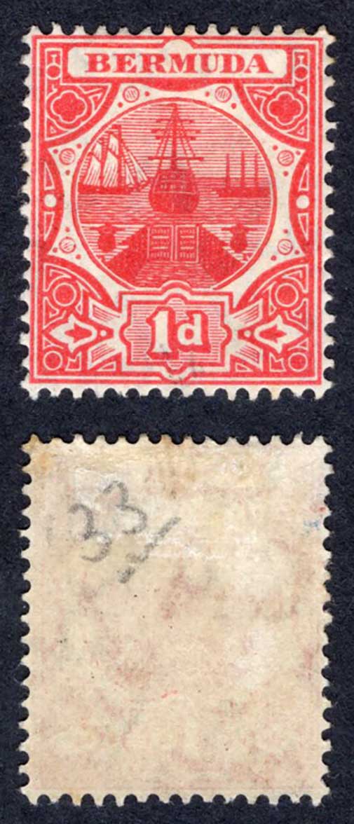 Bermuda SG38 1d Red Wmk Mult CA M/M Cat 26 pounds