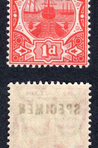 Bermuda SG38s 1d Red Wmk Mult CA Opt Specimen M/M