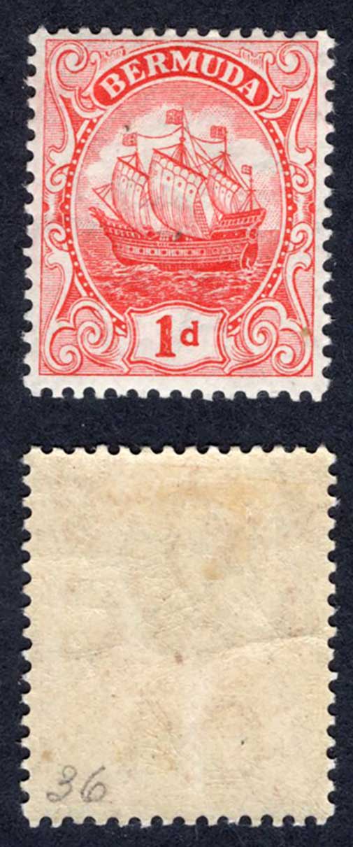 Bermuda SG46 1d Red Wmk Mult CA M/M Cat 20 pounds