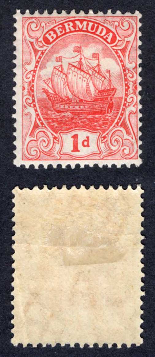 Bermuda SG46 1d Red Wmk Mult CA M/M Cat 20 pounds