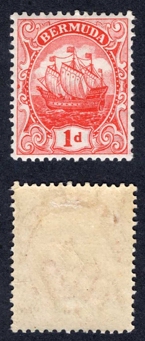 Bermuda SG46 1d Red Wmk Mult CA M/M Cat 20 pounds