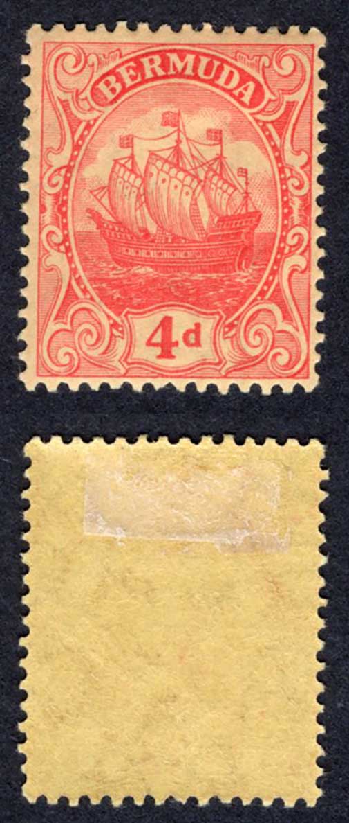 Bermuda SG49a 4d Red/yellow Wmk Mult CA M/M Cat 14 pounds