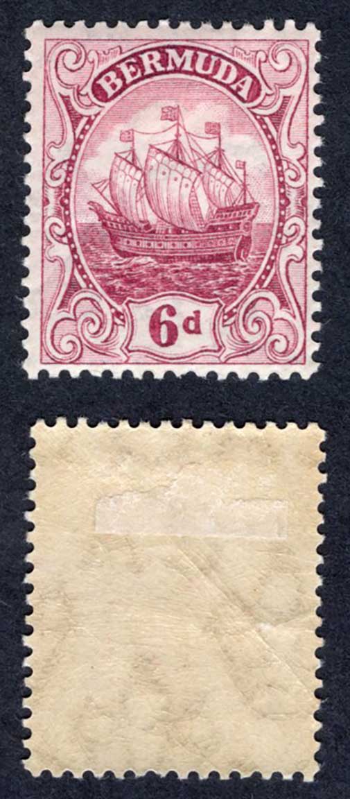 Bermuda SG50 6d Pale Claret Wmk Mult CA M/M Cat 12 pounds