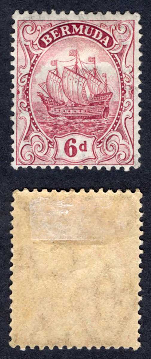 Bermuda SG50 6d Pale Claret Wmk Mult CA M/M Cat 12 pounds
