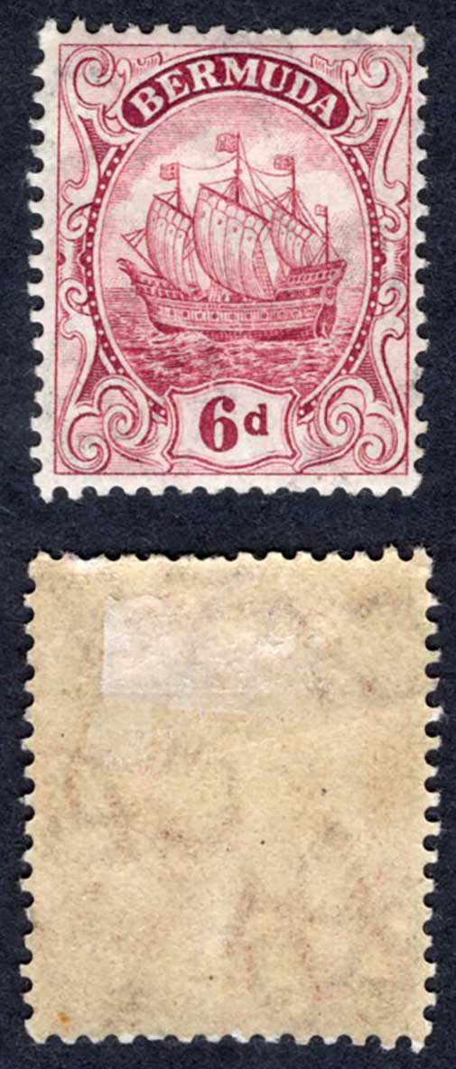 Bermuda SG50 6d Pale Claret Wmk Mult CA M/M Cat 12 pounds