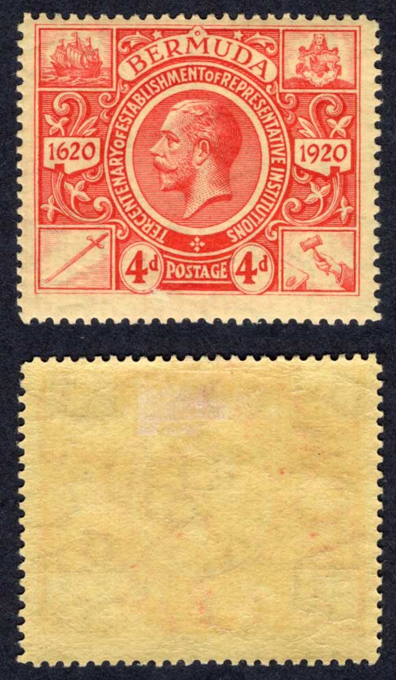 Bermuda SG71 4d Red/pale yellow M/M Cat 19 pounds