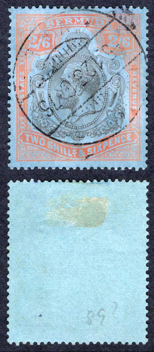 Bermuda SG89h 2/6 Grey-black and pale-orange vermilion/grey blue