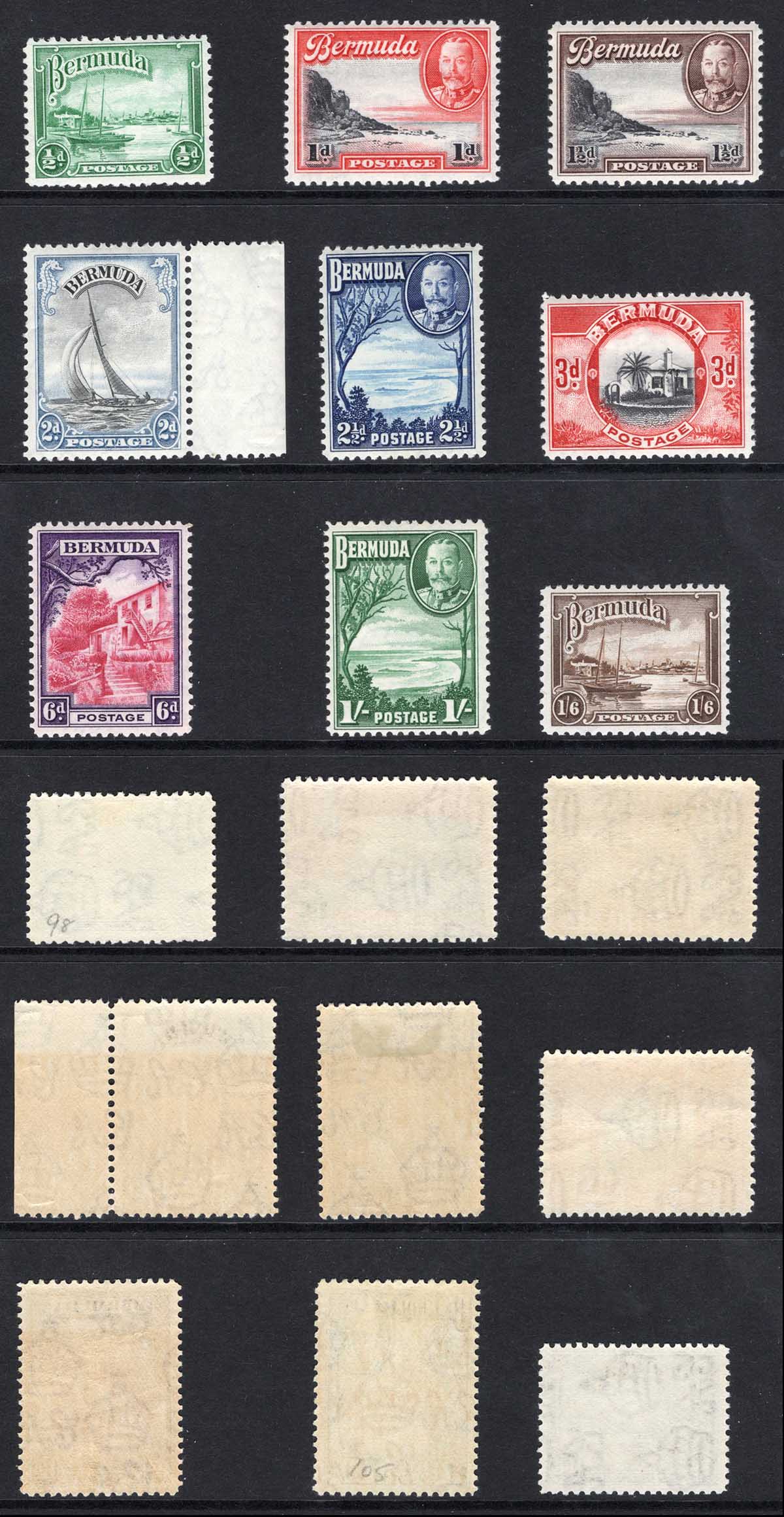 Bermuda SG98/106 1936 Set of 9 Fresh M/M Cat 35 pounds