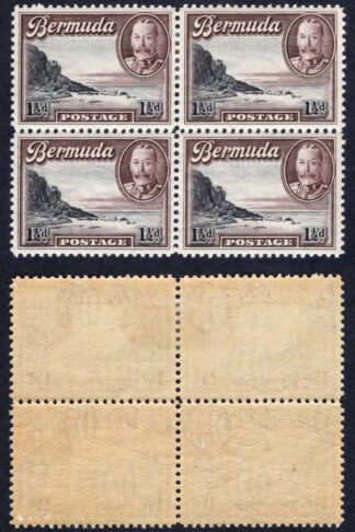 Bermuda SG100 1 1/2d Black and Chocolate Mint Block (2 x U/M)