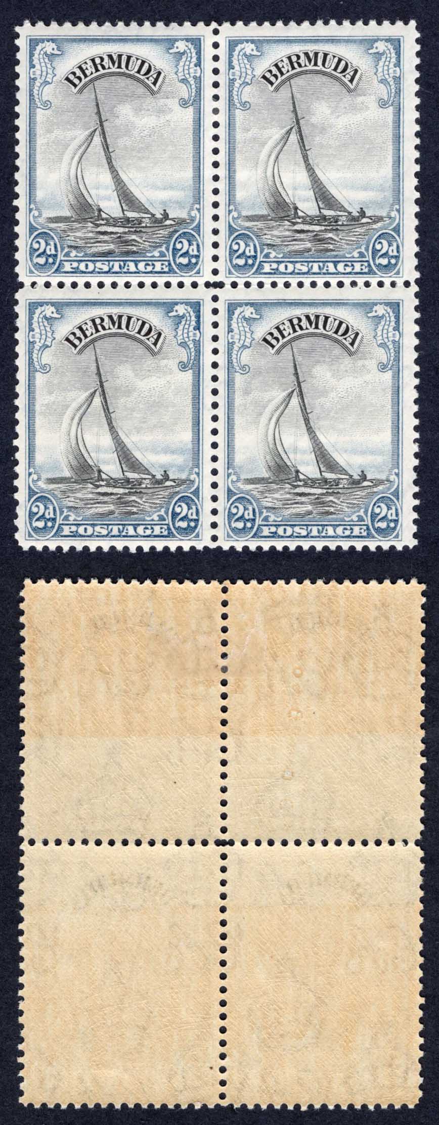 Bermuda SG101 2d Black and pale blue (2 x U/M) Cat 20 pounds