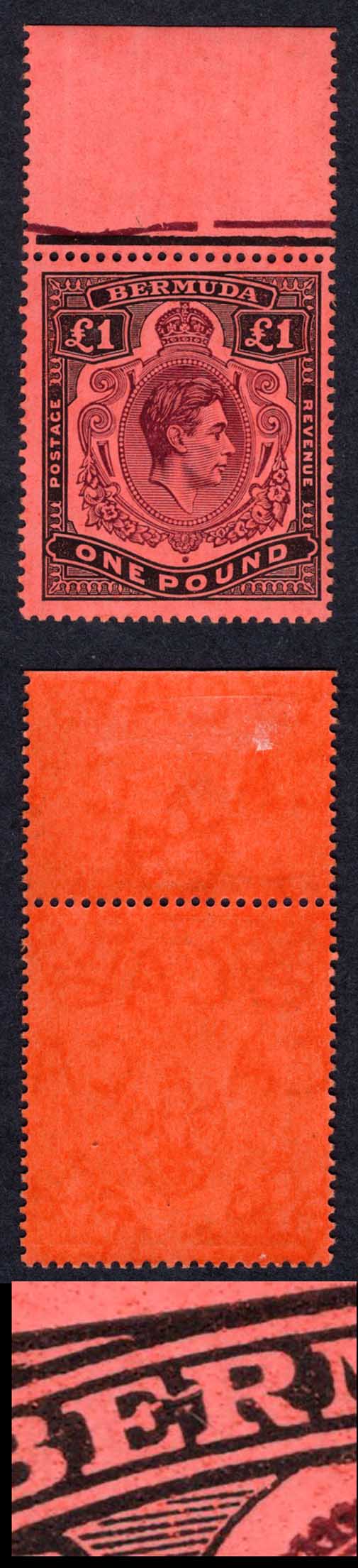 Bermuda SG121ca One Pound Deep Reddish Purple and black/pale Red ER JOINED U/M