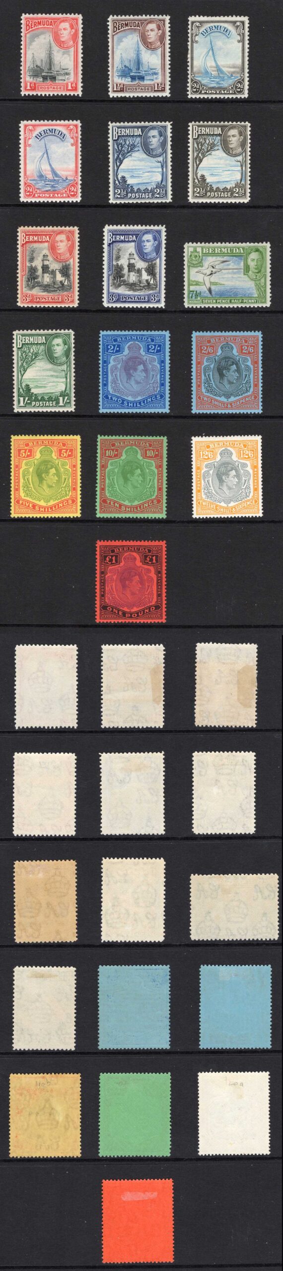 Bermuda SG110/15 KGVI Set of 16 Fine Fresh M/M Cat 300 pounds