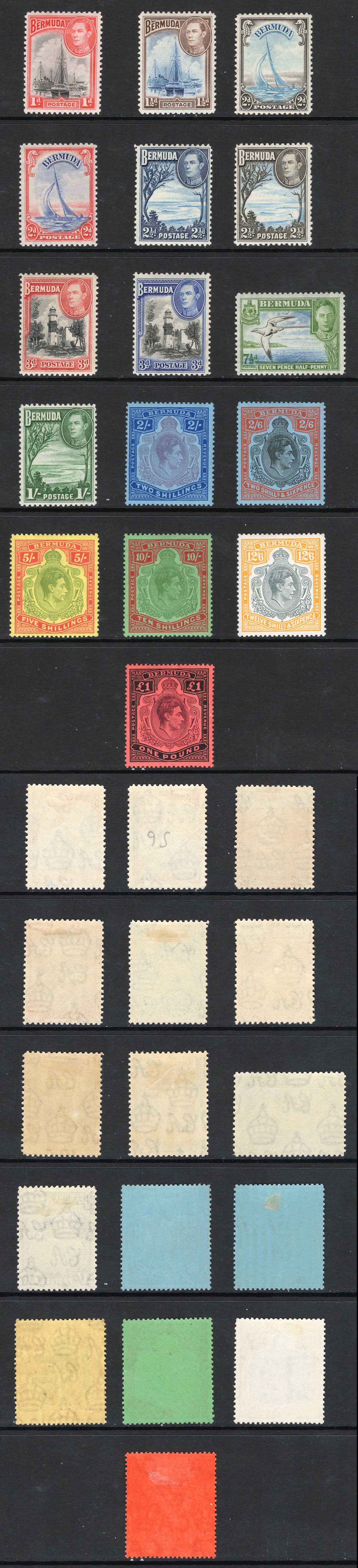 Bermuda SG110/15 KGVI Set of 16 Fine Fresh M/M Cat 300 pounds