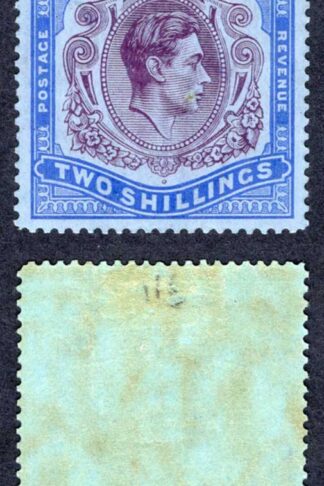 Bermuda SG116b 2/- Deep purple and Ultramarine/grey-blue LINE PERF Cat 350 pounds