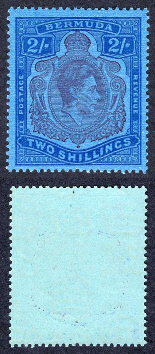 Bermuda SG116c 2/- Purple and Blue/Deep Blue U/M Cat 9 pounds