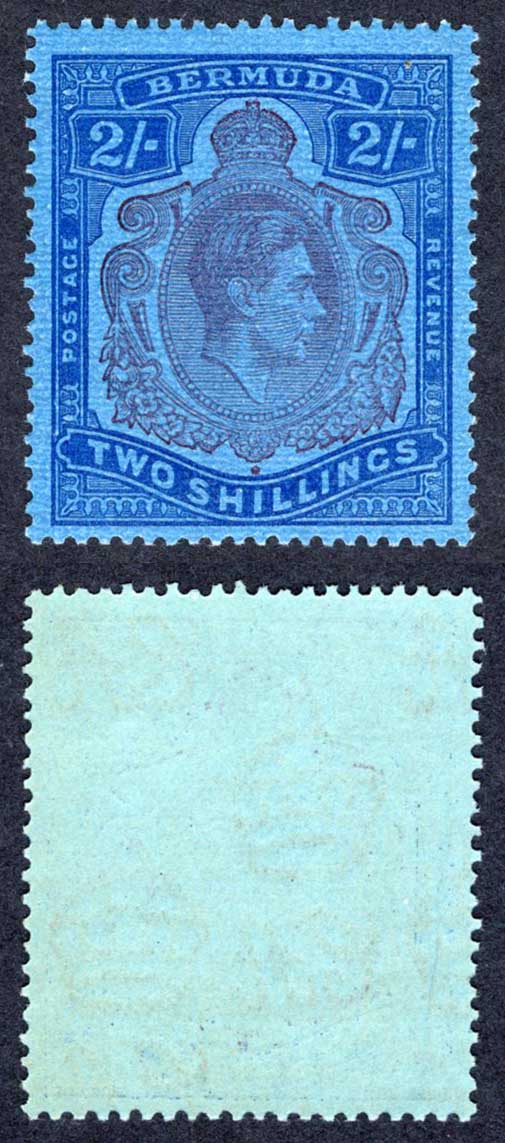 Bermuda SG116c 2/- Purple and Blue/Deep Blue U/M Cat 9 pounds