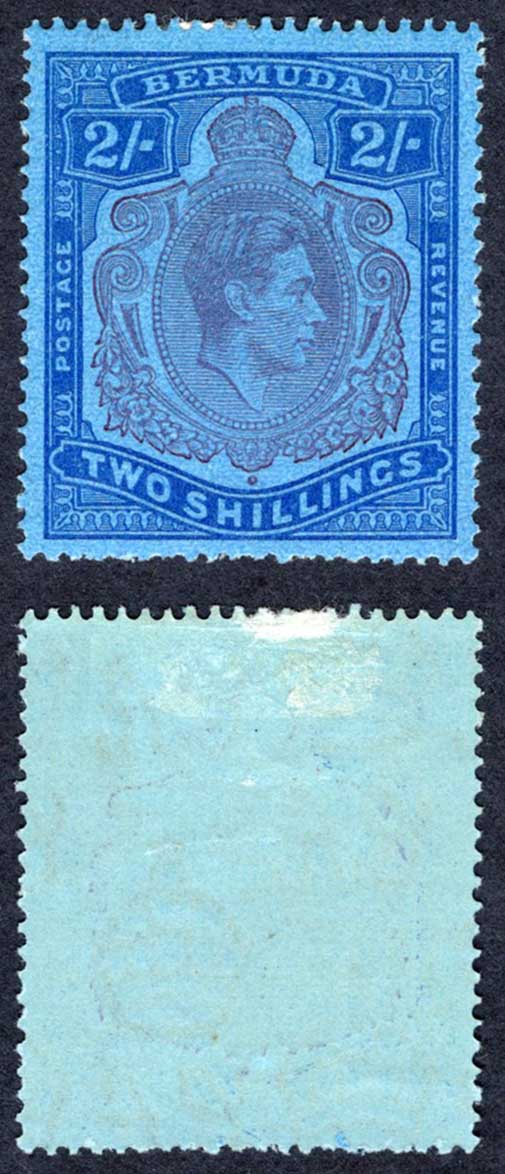 Bermuda SG116c 2/- Purple and Blue/Deep Blue M/M Cat 9 pounds