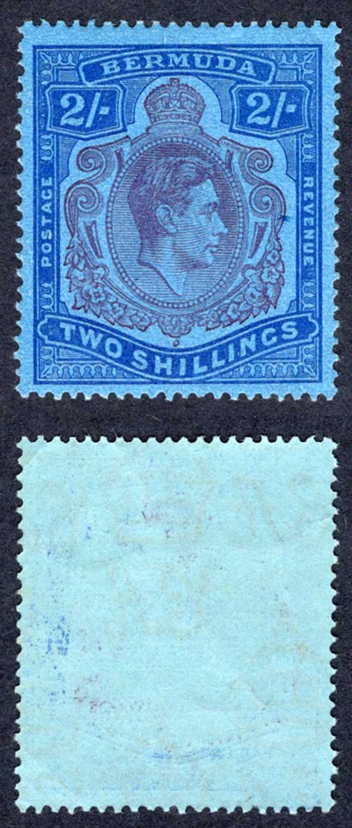 Bermuda SG116c 2/- Purple and Blue/Deep Blue M/M Cat 9 pounds