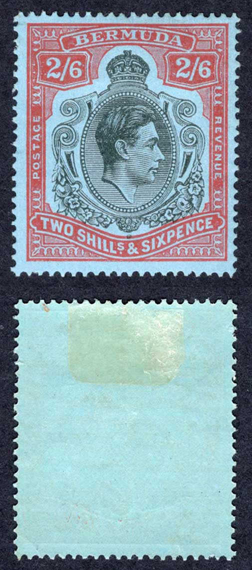 Bermuda SG117a 2/6 Black and Orange-Red/pale-blue M/M Cat 18 pounds