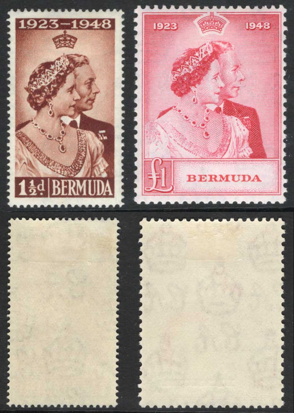 Bermuda SG125/6 1948 Silver Wedding M/M Cat 45 pounds