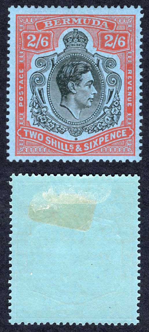 Bermuda SG117a 2/6 Black and Orange-Red/pale-blue M/M Cat 18 pounds