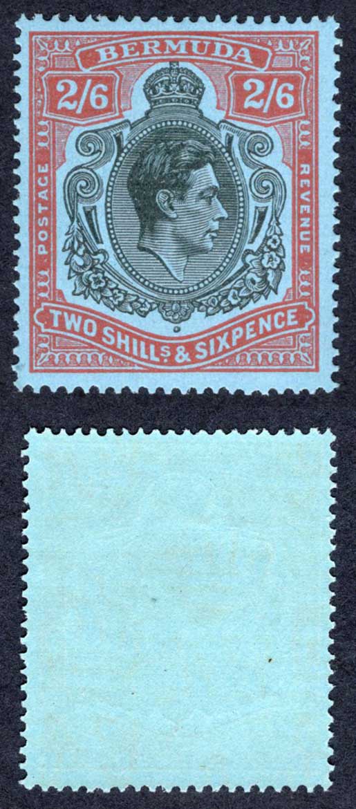 Bermuda SG117a 2/6 Black and Orange-Red/pale-blue M/M Cat 18 pounds