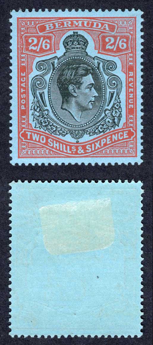 Bermuda SG117a 2/6 Black and Orange-Red/pale-blue M/M Cat 18 pounds