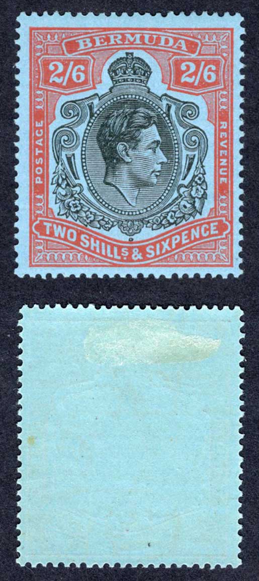 Bermuda SG117a 2/6 Black and Orange-Red/pale-blue M/M Cat 18 pounds