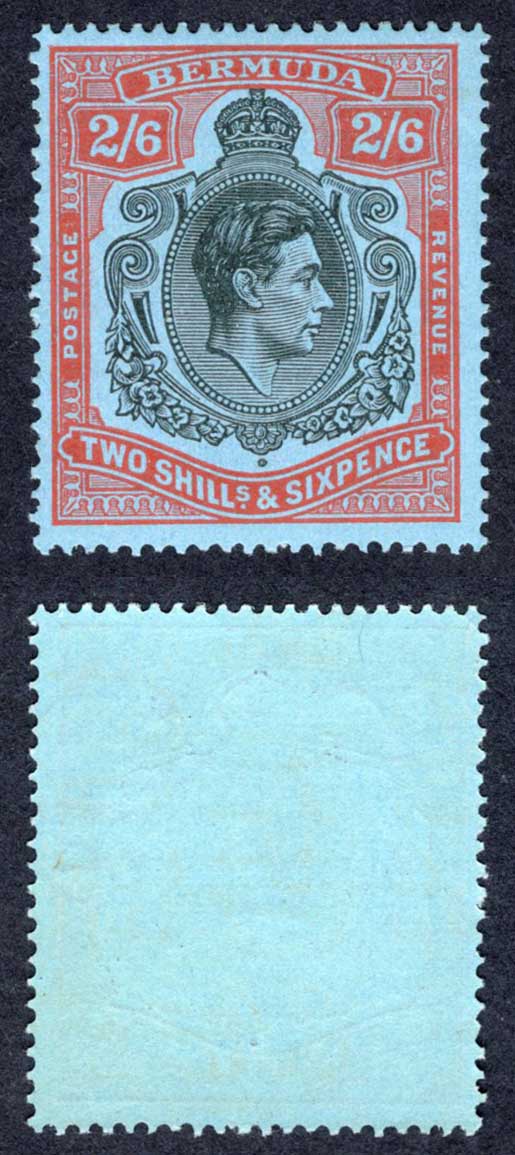 Bermuda SG117a 2/6 Black and Orange-Red/pale-blue M/M Cat 18 pounds