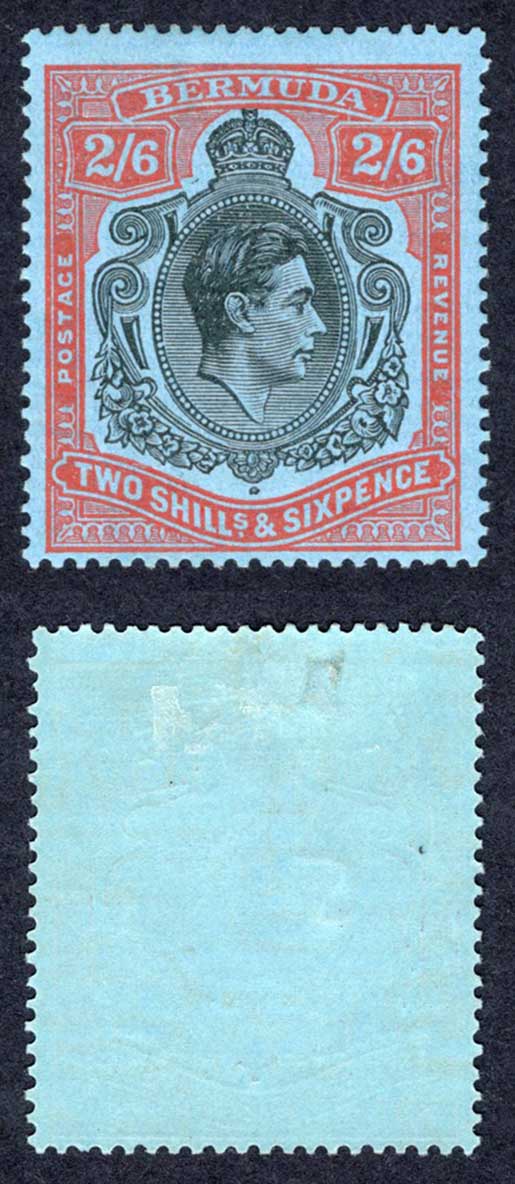 Bermuda SG117a 2/6 Black and Orange-Red/pale-blue M/M Cat 18 pounds
