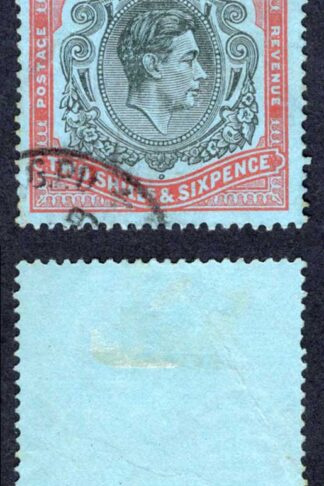 Bermuda SG117b 2/6 Black and Orange-Red/pale-blue CDS Cat 10 pounds