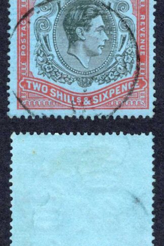 Bermuda SG117b 2/6 Black and Orange-Red/pale-blue CDS Cat 10 pounds
