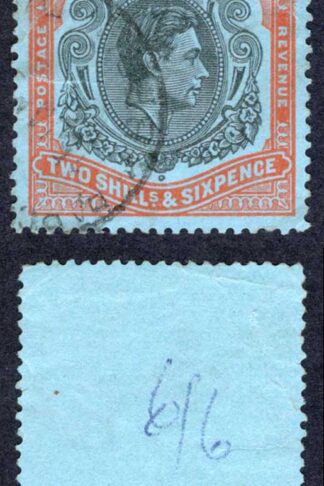 Bermuda SG117c 2/6 Black and Orange-red/pale-blue Perf 13 CDS Cat 10 pounds